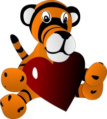 toy tiger cub with heart
