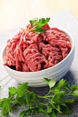 Bowl of raw ground meat