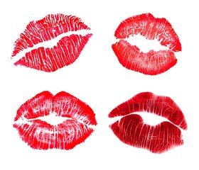 Red lip prints