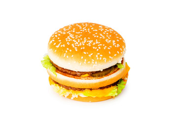 Double cheeseburger isolated on the white
