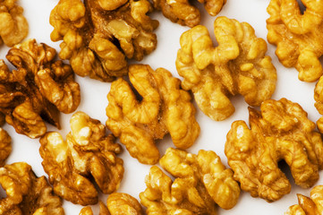 Fresh walnut nuts isolated on the white