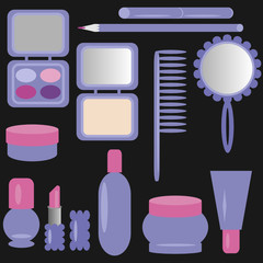 set with cosmetics and make-up