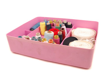 Small items for sewing in a box