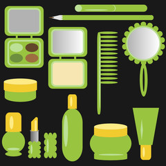 set with cosmetics and make-up