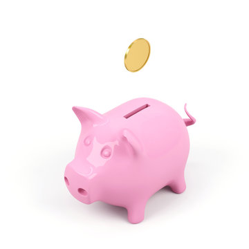 Piggy bank on a white background.