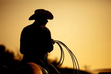 Crédence en verre imprimé Amérique centrale silhouette de cow-boy de rodéo