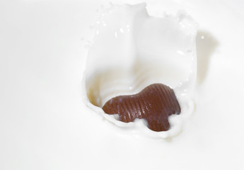 Chocolate heart and milk