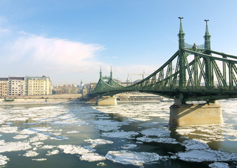 Budapest, ice drift on the Danube