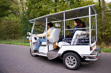 Solar powered tuc tuc on the road