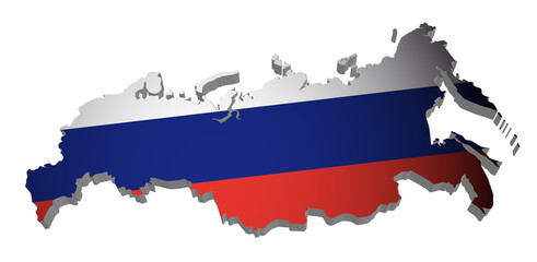 Obraz premium Russland Karte 3D Flagge