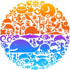 Enviromental design with animal icons as elements