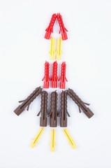 Brown, Red and Yellow Wall Plug Rocket