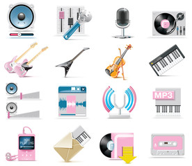 Vector audio and music icon set