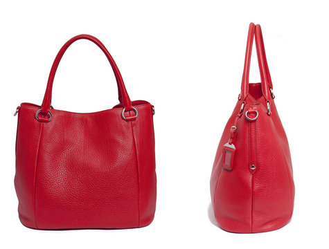 Red leather woman bag
