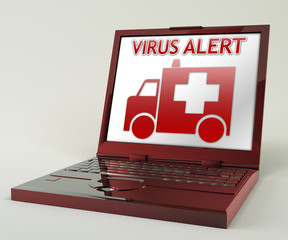 Notebook with Virus Alert on screen