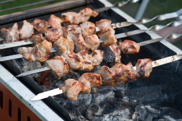 Preparing shashlik