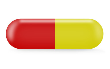 Red-yellow capsule isolated on white background