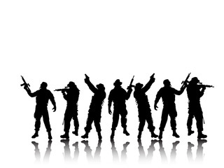 Gruppe Soldaten -Silhouette