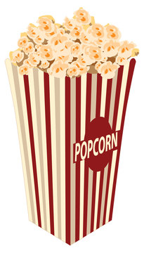 picture of box of popcorn with corns till the top.