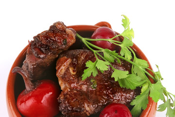 roast beef meat in pot