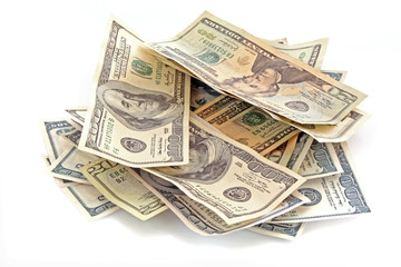 Dollar banknotes. Isolated on white background.