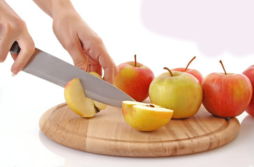 Close up of sliced green apple