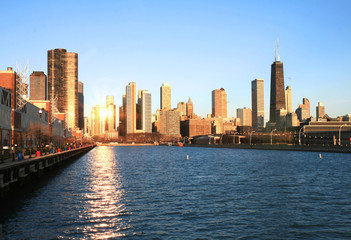 Fototapeta na wymiar W wieżowców w Chicago