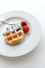 Waffle with Fresh Strawberry