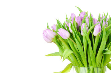 Bouquet of tulips in the vase isolated on white