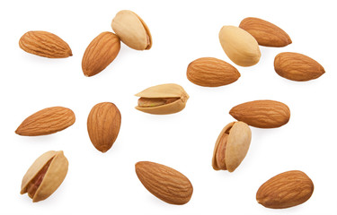 Almonds and pistachios are scattered