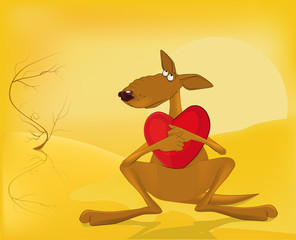 kangaroo and heart valentine
