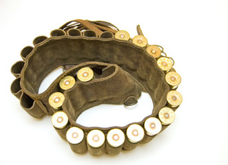 canana de cazador con cartuchos de escopeta