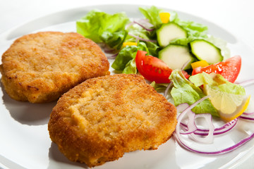 Fried pork chop with vegetables