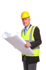 Architect with site drawings