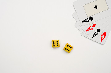 Fototapeta na wymiar Cards and dices