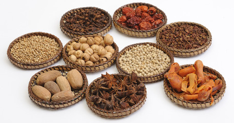spice collection on white background