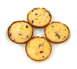 Four blueberry and cranberry muffins