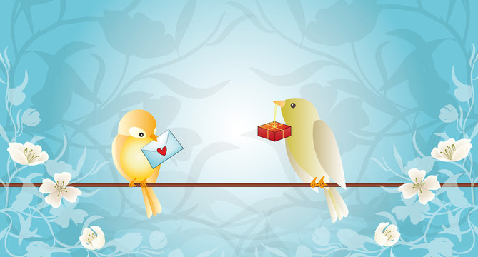 cartolina auguri uccellini