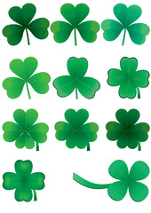 Set of clovers for St. Patrick`s day, vector illustration