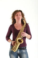 Naklejka premium girl with sax