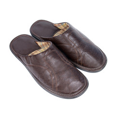 Leather slippers.