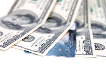 Credit card and money.