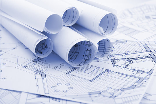 rolls of architecture plans - blueprints