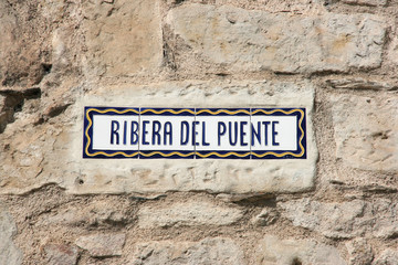 Salamanca - Ribera del Puente, old street sign