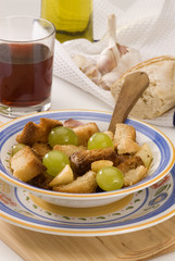 Spanish cuisine. Croutons shepherd's style.