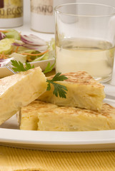 Spanish cuisine. Potatoes omelet.