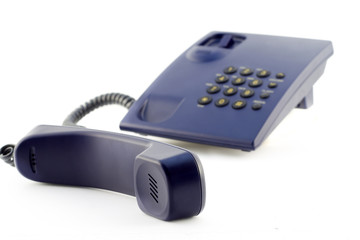 Isolated blue phone and handset
