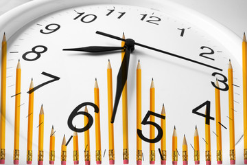 Clock and Pencils