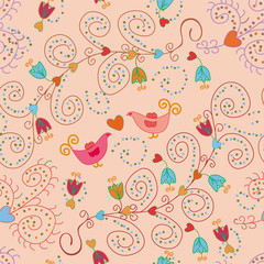 Seamless ornate pattern in pink colors