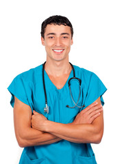 Confident doctor holding a stethoscope